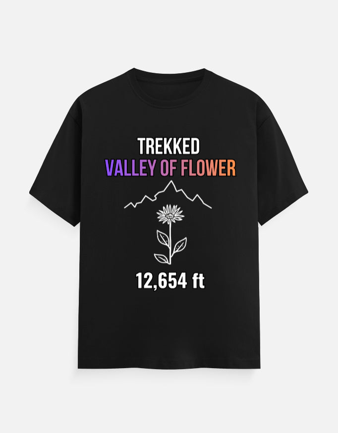 Valley of Flowers trek, alpine meadow, nature t-shirt, flower hiking tee, seasonal trek