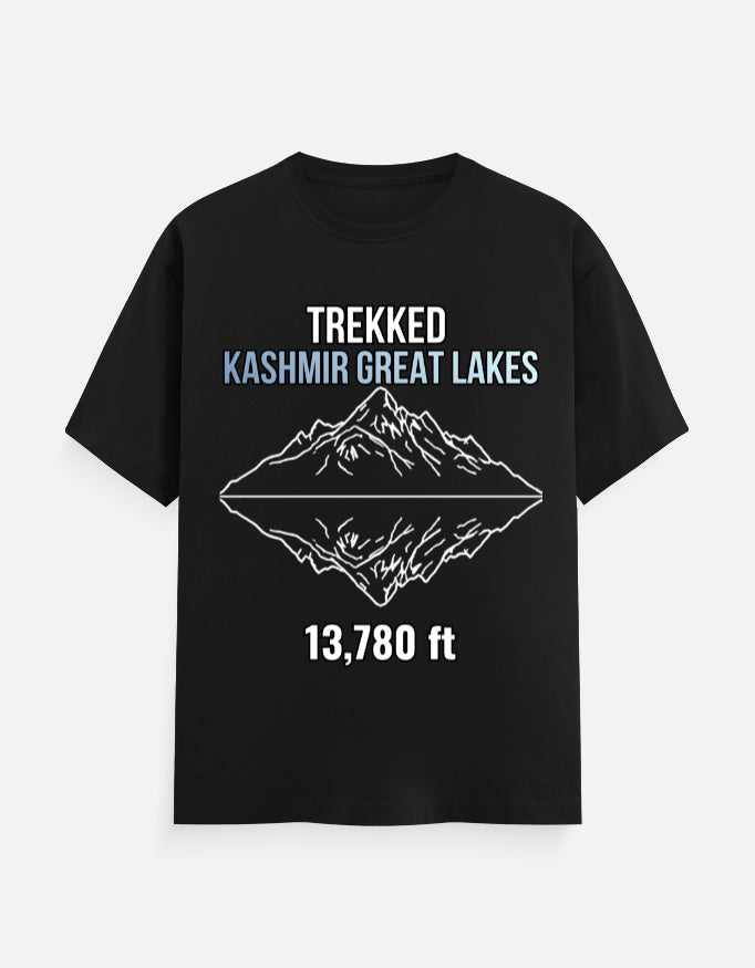 Kashmir Great Lakes, alpine lake trek, himalayan adventure, nature tee, outdoor shirt
