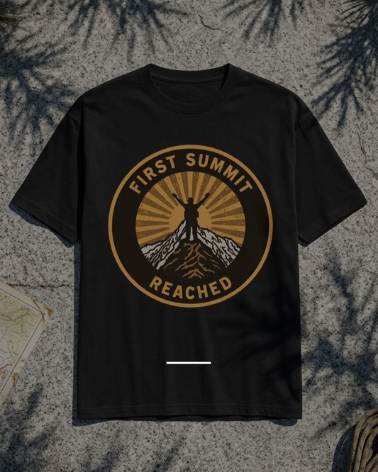 First Summit Reached | Peak Achievement Trekker Tee | Unisex T-Shirt