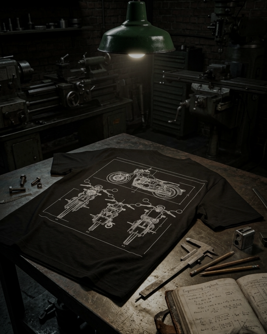 Adventure Rider Technical Drawing | Unisex Oversized 240 GSM T-Shirt