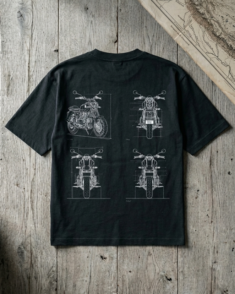 Adventure Trail Technical Blueprint | Unisex Oversized 240 GSM T-Shirt