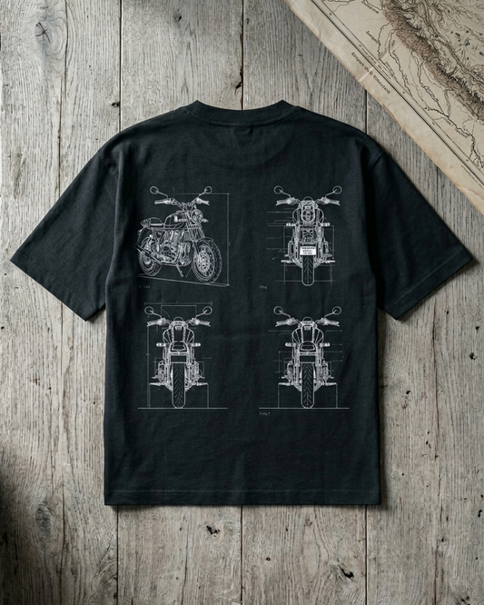 Adventure Trail Technical Blueprint | Unisex Oversized 240 GSM T-Shirt
